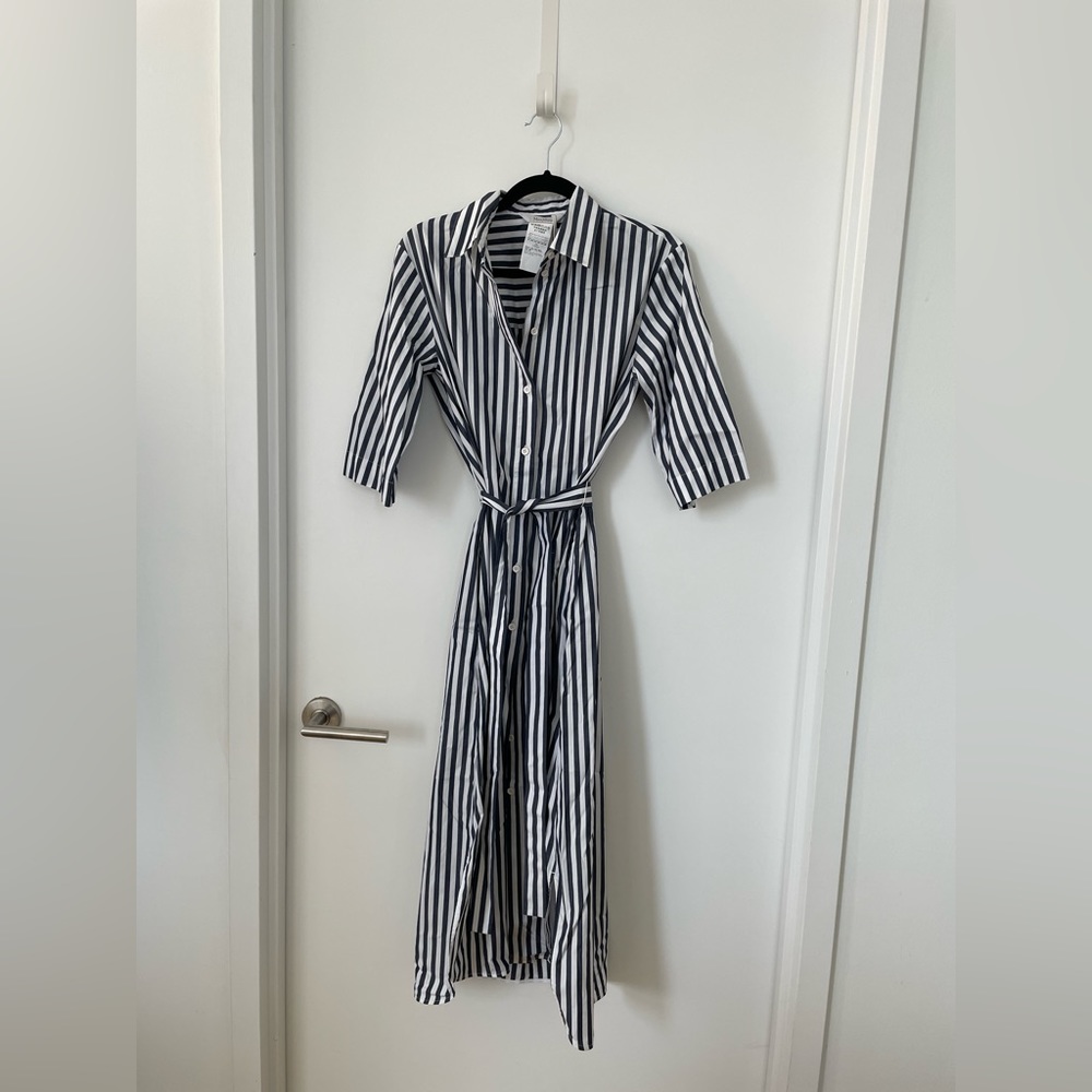 NWT Max Mara Leisure navy and white stripe cotton poplin maxi dress